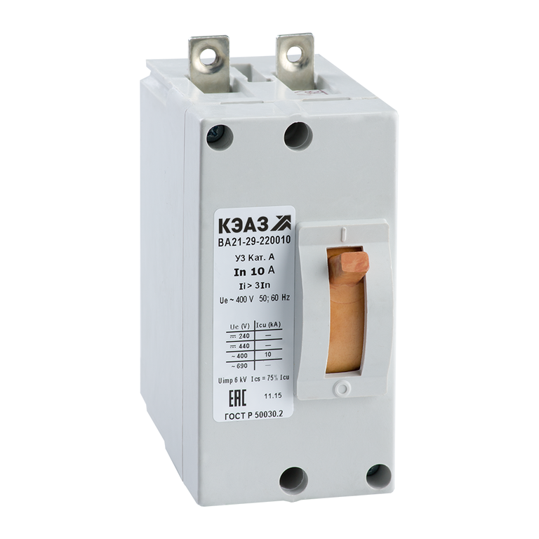 Выключатель автоматический ВА21-29-220010-0.6А-3Iн-440DC-У3