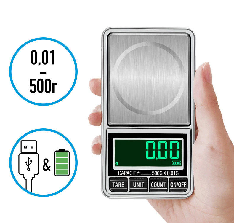 Ювелирные электронные весы 0,01-500г, USB #1