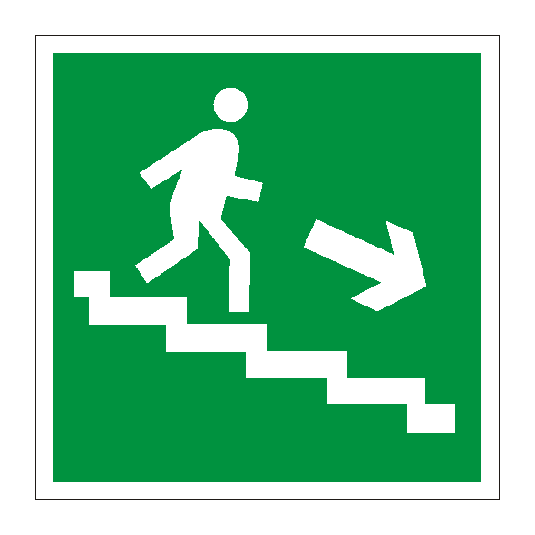 Знак безопасности «Направление к эвакуационному выходу по лестнице вниз