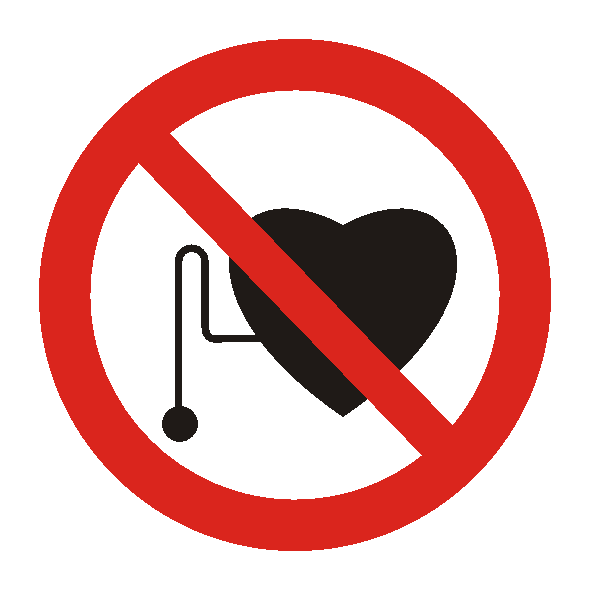 Знак безопасности Запрещается работа людей со стимуляторами сердечной
