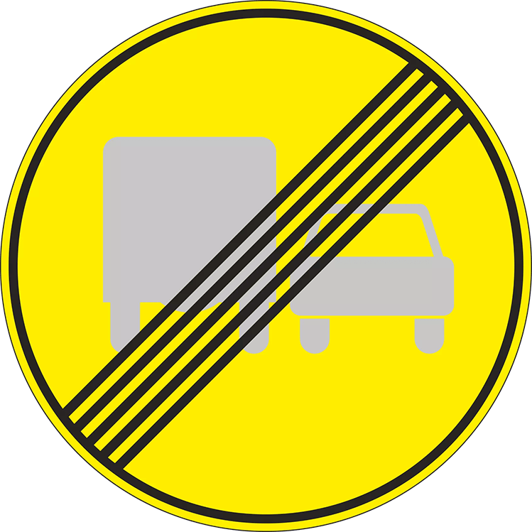 Дорожный знак 3.23 (временный) Конец запрещения обгона грузовым автомобилям