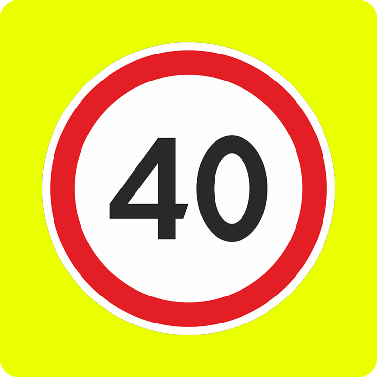 Дорожный знак 3.24 Ограничение максимальной скорости на желтом фоне