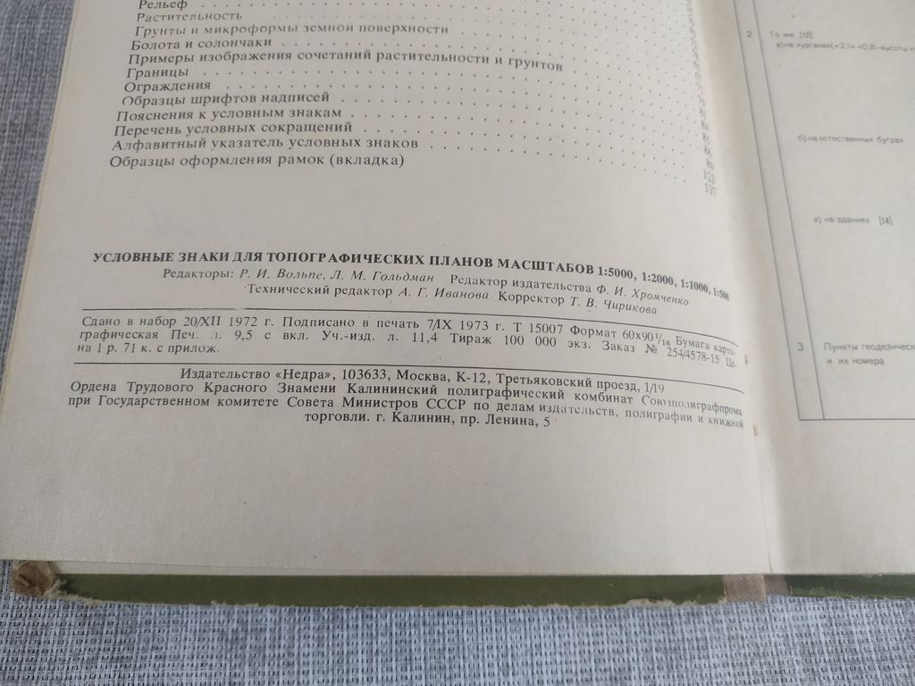 Книга Условные знаки для топографических планов 1973 г 2