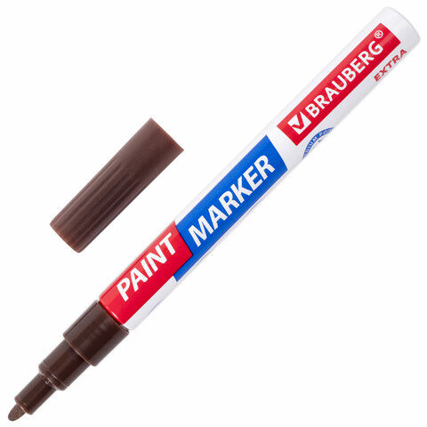 Маркер-краска лаковый EXTRA (paint marker) 2 мм, КОРИЧНЕВЫЙ, УЛУЧШЕННАЯ НИТ
