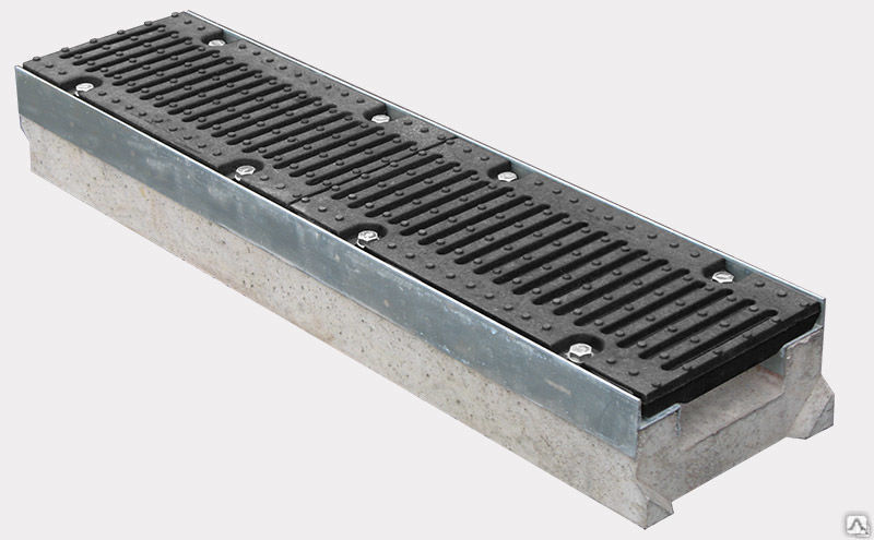 Лоток водоотводный BetoMax ЛВ-16.25.10-Б бетонный с решёткой щелевой чугунной ВЧ кл. E (комплект) 04310