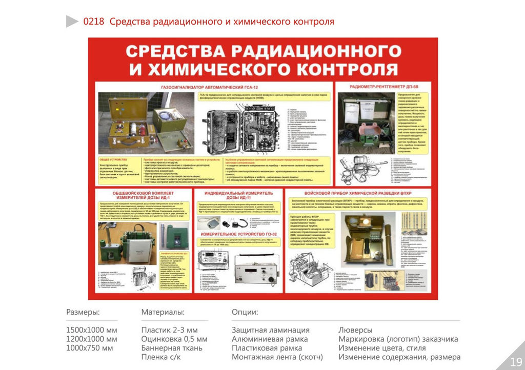 Плакат Средства радиационного и химического контроля 0218 (ПП282-501252)
