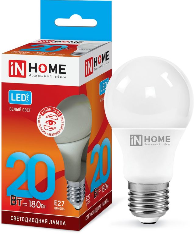 Лампа светодиодная LED-A60-VC 20Вт 230В Е27 4000К 1800Лм IN HOME