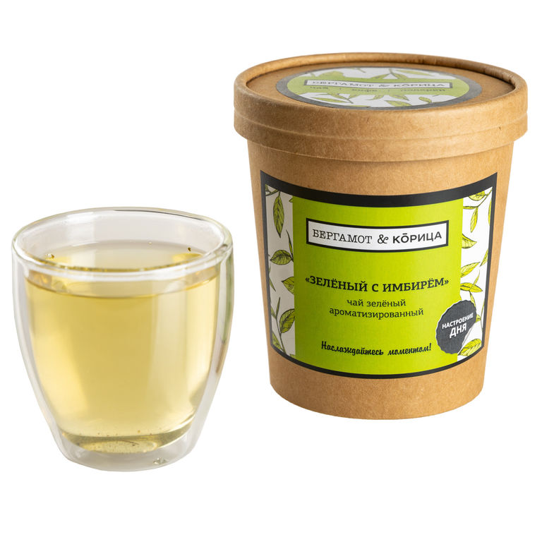 Зелёный с имбирём - зеленый чай с добавками 100гр