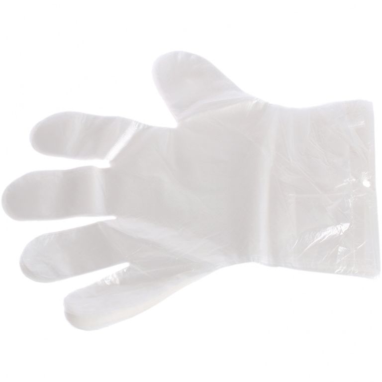 Перчатки одноразовые полиэтиленовые, прозрачные, 100 шт. (50 пар), L, Россия -