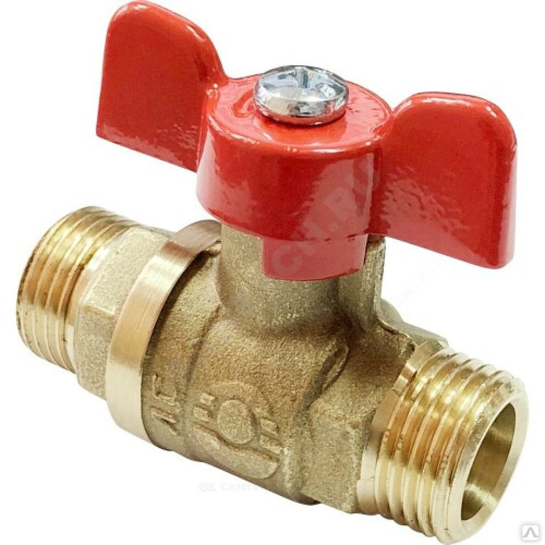 Кран шаровой латунь никель полнопроходной бабочка Ду 20 G3/4\" 1002-02 ...