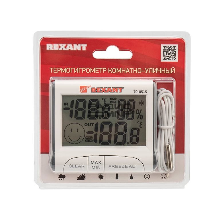 Комнатно-уличный термометр, влажность "Rexant" 4