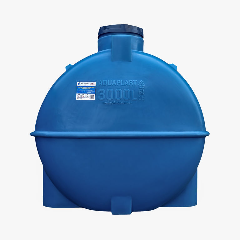 Ёмкость для воды пластиковая овально-горизонтальная 3000 л синяя Aquaplast 2