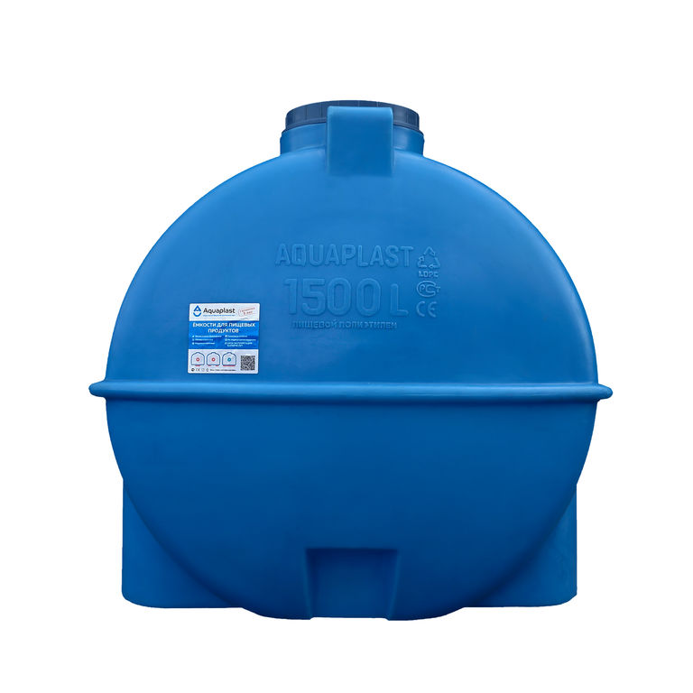 Емкость для воды пластиковая овально-горизонтальная 1500 л синяя Aquaplast 2