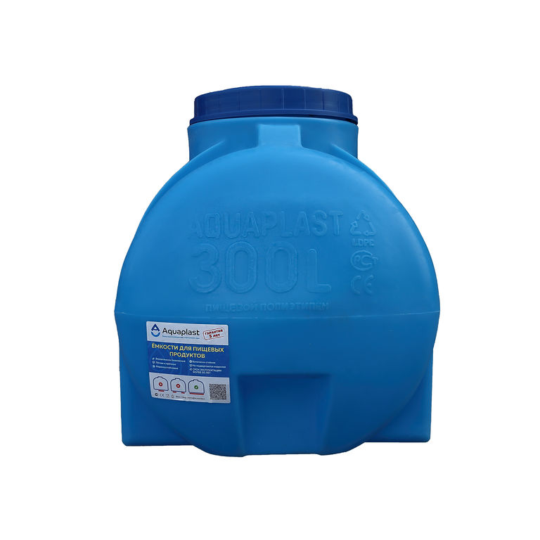 Ёмкость для воды пластиковая овально-горизонтальная 300 л синяя Aquaplast 2