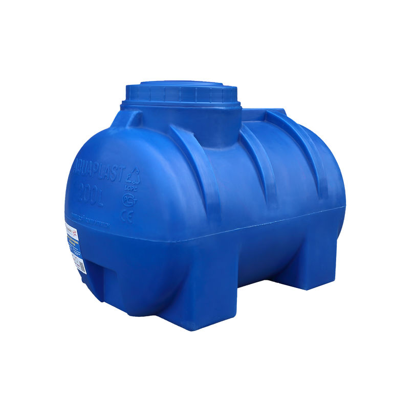 Емкость для воды пластиковая овально-горизонтальная 200 л синяя Aquaplast