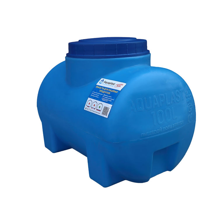 Бак для воды пластиковый овально-горизонтальный 100 л синий Aquaplast