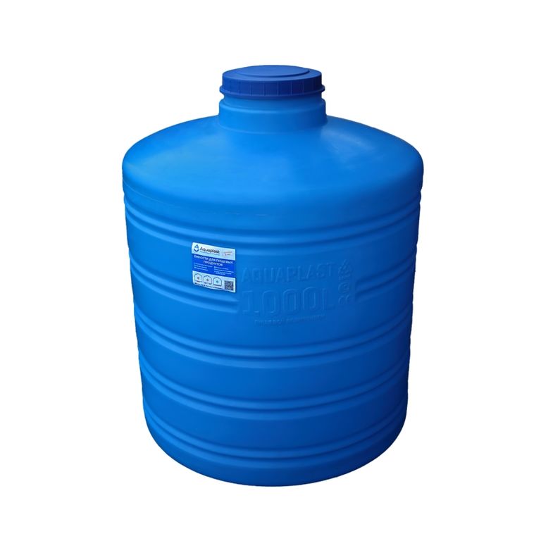 Бак для воды пластиковый овально-вертикальный 1000 М л синий Aquaplast