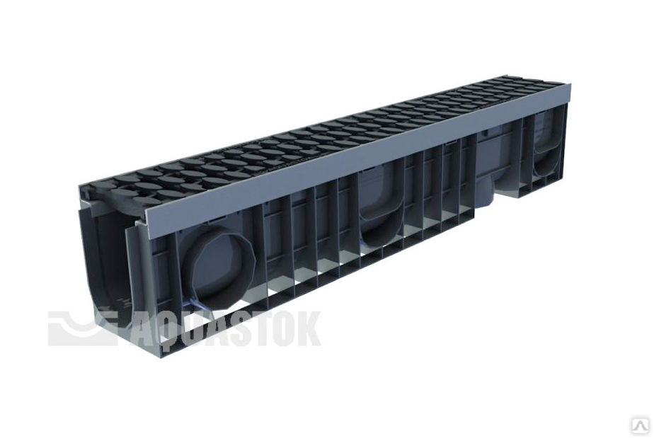 Водоотводный лоток пластиковый Аквасток Profi E600 комплект DN 100, H ...