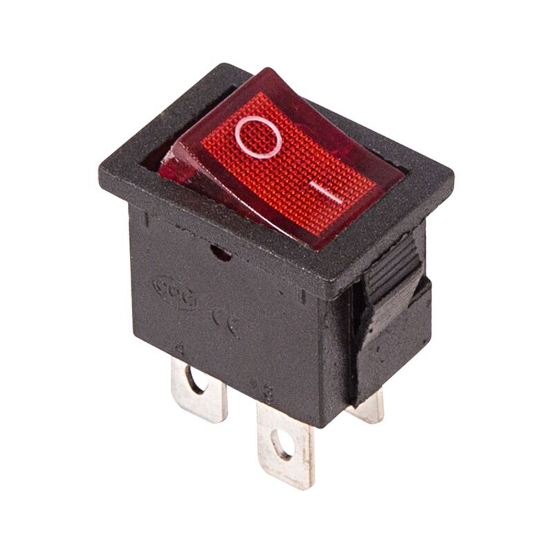 Выключатель клавишный 250V 6А (4с) ON-OFF с подсветкой Mini (RWB-207, SC-768), красный, индивидуальная упаковка Rexant 1