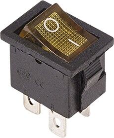 Выключатель клавишный 250V 6А (4с) ON-OFF с подсветкой Mini (RWB-207, SC-768), жёлтый Rexant