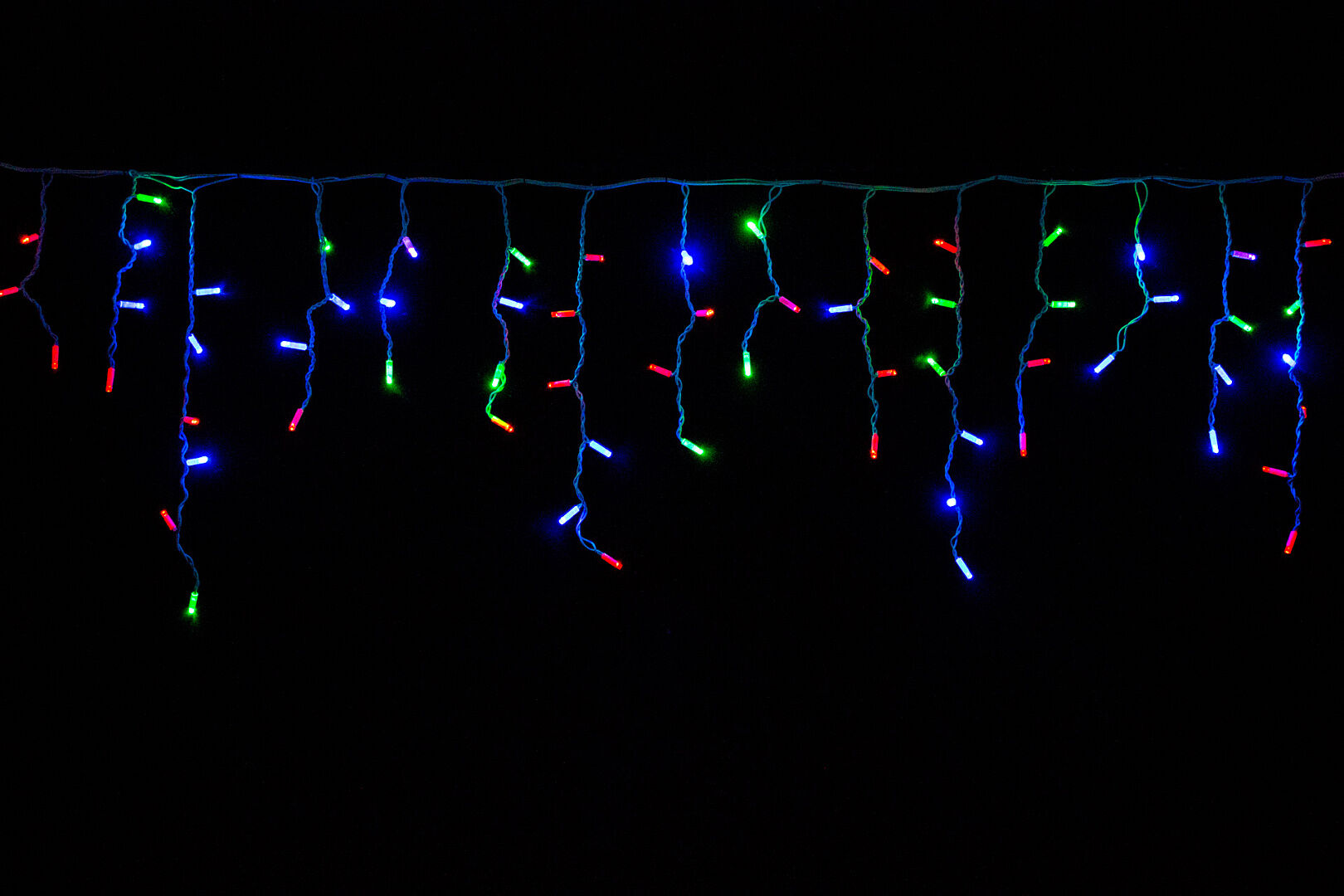 Гирлянда "Бахрома" 3x0.7 м, 72 LED, провод белый каучук, IP65, разноцветная