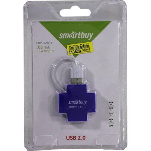 USB-хаб 2.0 на 4 порта Smartbuy SBHA-6900-B, синий 6