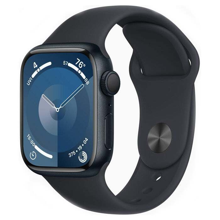 Смарт-часы Apple Watch Series 9 45мм Aluminum Case with Sport Band M/L, темная ночь + черный ремешок