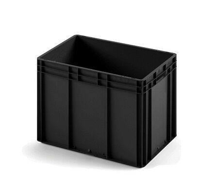 Пластиковый ящик 600х400х420 (ЕС-6442) с гладким дном, закрытые ручки (12.313F.99 R)