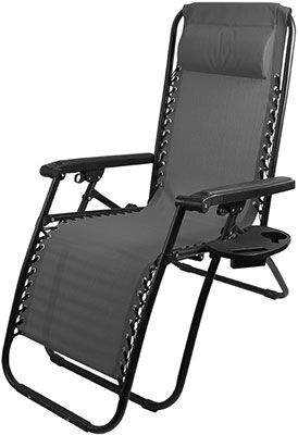 Кресло-шезлонг складное Ecos CHO-137-14 Люкс 993163 с подставкой чёрное