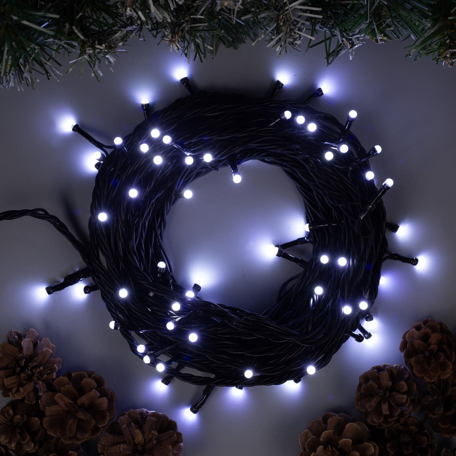 Гирлянда уличная, УМС, провод черный, 10 м, 100 LED, 220 В, 3 Вт, стыкуется, разноцветная
