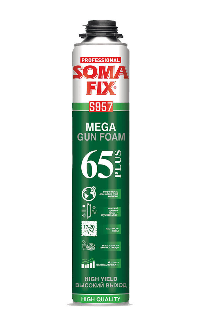 Пена монтажная профессиональная SOMA FIX MEGA 65 plus, 850 мл (65 л выход)
