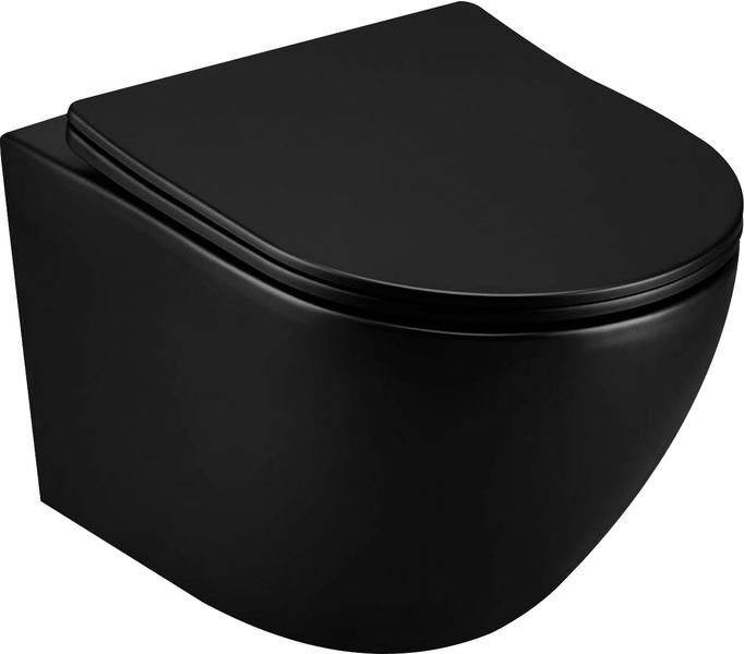 ArtMax Подвесной унитаз Art&Max Ovale безободковый чёрный матовый AM011CHR-MB