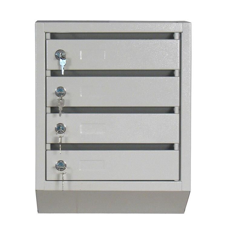 Ящик почтовый КП-4 4-секционный металлический серый (380x190x500 мм) NoName