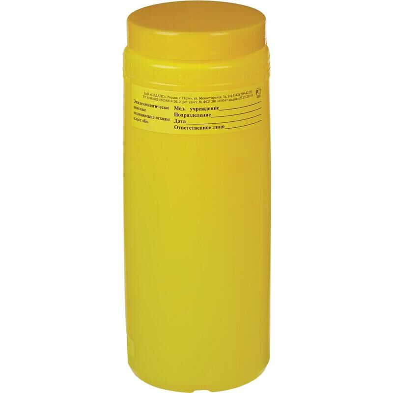 Емкость-контейнер для сбора медицинских отходов Олданс класс Б желтая 2 л