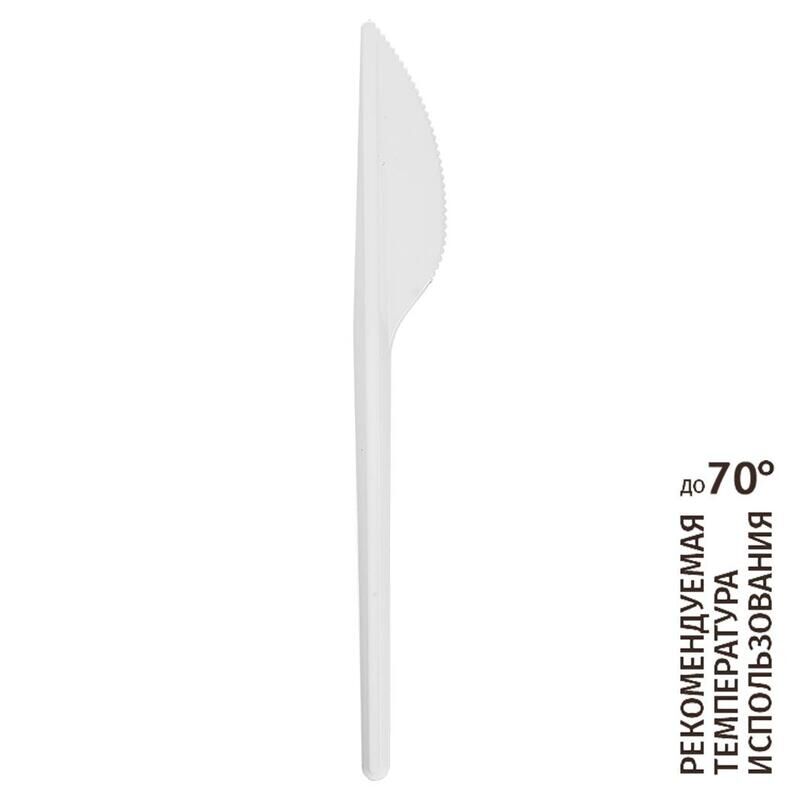 Нож одноразовый белый пластиковый 160 мм 100 штук в упаковке NoName