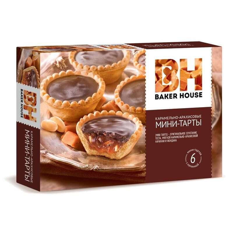 Пирожное Baker House с карамельно-арахисовой начинкой 240 г (6 штук в упаковке) Baker House