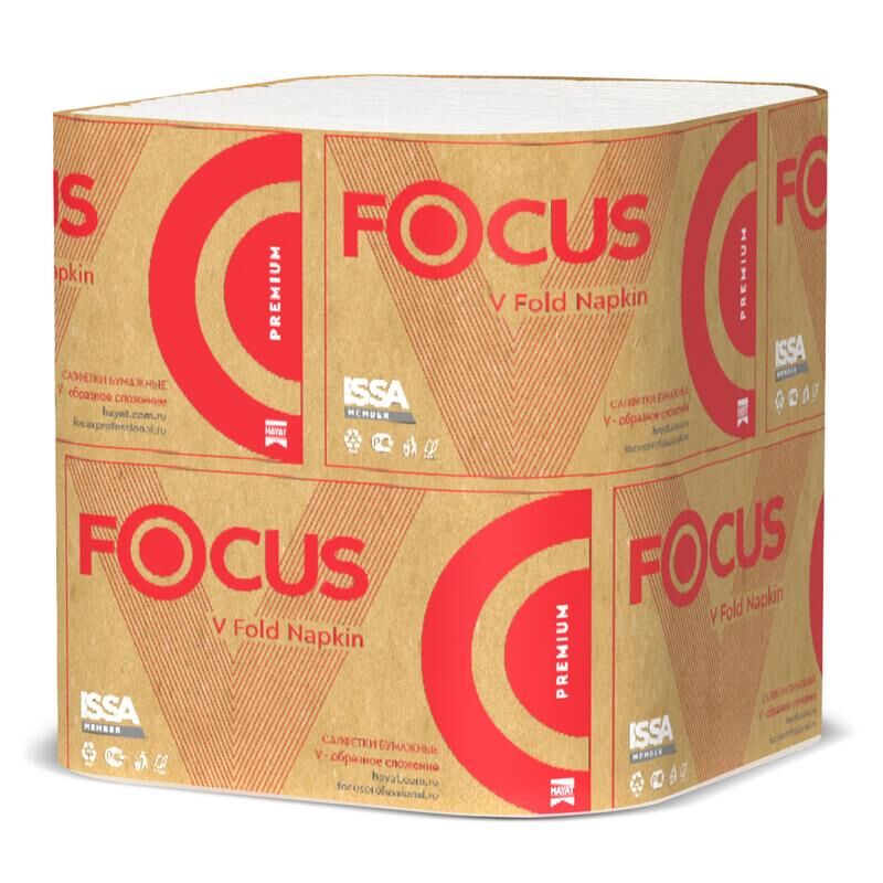 Салфетки бумажные Focus Premium N4 23x16.8 см белые 2-слойные 15 пачек по 200 листов