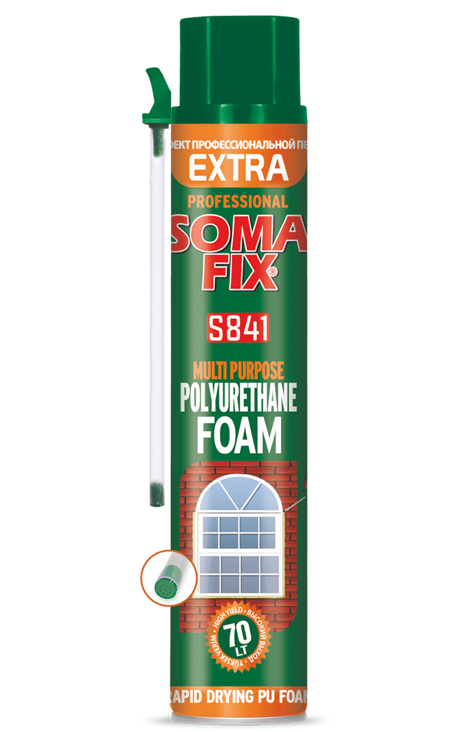 Пена монтажная ручная SOMA FIX EXTRA 850 мл. (70 л. выход), всесезонная
