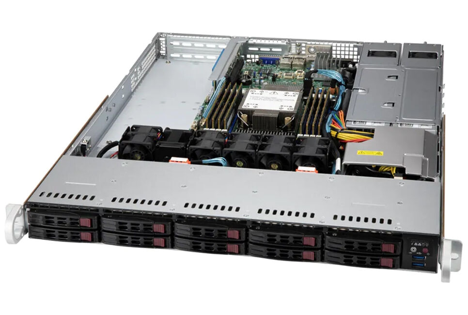 Серверная платформа Supermicro Supermicro SYS-110P-WR/1U/1x4189/ 8xDDR4-3200 RDIMM/LRDIMM/ 10x2.5",M.2