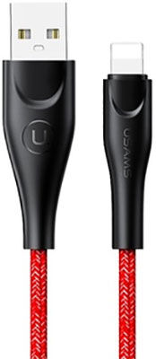 Кабель Usams SJ394 USB - Lightning (2 м) нейлоновая оплетка, красный (SJ394USB02) SJ394 USB - Lightning (2 м) нейлоновая