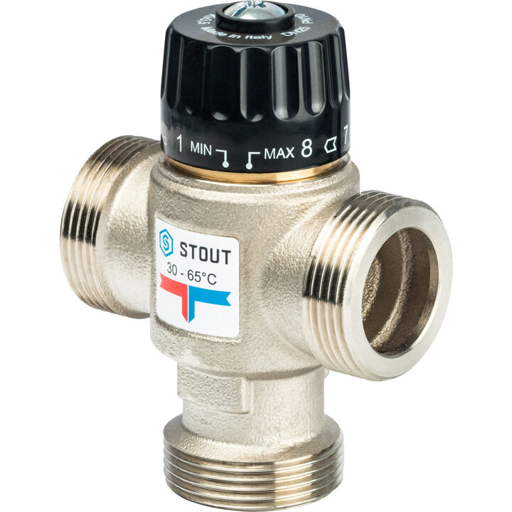Термостатический смесительный клапан Stout для систем отопления и ГВС Ду 32 Нр 30-65°С KV 3,5 ник.