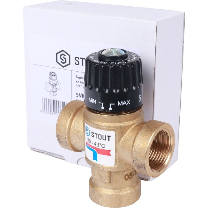 Термостатический смесительный клапан Stout для систем отопления и ГВС Ду 20 Вр 20-43°С KV 1,6 7
