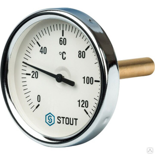 Термометр биметаллический с погружной гильзой STOUT Dn 80 мм, гильза 75 мм 1/2", 0...120°С #1