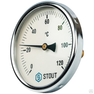 Термометр биметаллический с погружной гильзой STOUT Dn 100 мм, гильза 50 мм 1/2", 0...120°С #1