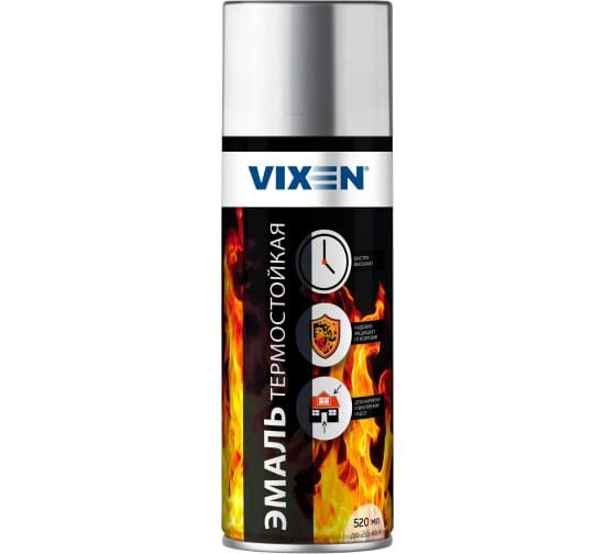 Эмаль термостойкая "VIXEN" серебристая, аэрозоль, до +600С