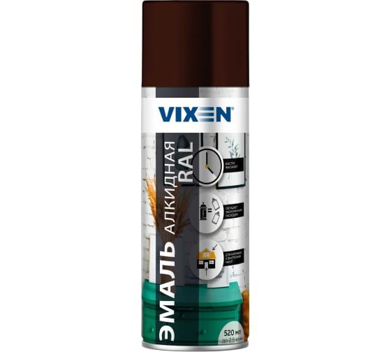 Эмаль универсальная "VIXEN" RAL 8017 шоколадно-коричневый, аэрозоль