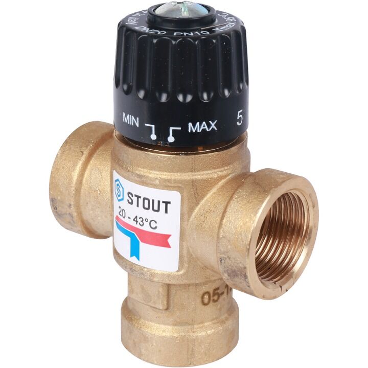 Термостатический смесительный клапан Stout для систем отопления и ГВС Ду 20 Вр 20-43°С KV 1,6 1
