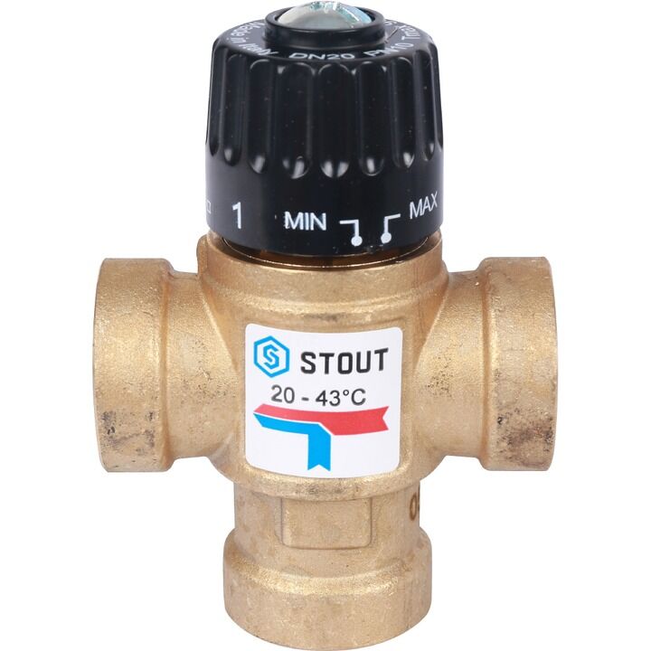 Термостатический смесительный клапан Stout для систем отопления и ГВС Ду 20 Вр 20-43°С KV 1,6 2