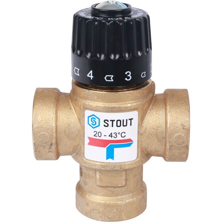 Термостатический смесительный клапан Stout для систем отопления и ГВС Ду 20 Вр 20-43°С KV 1,6 4