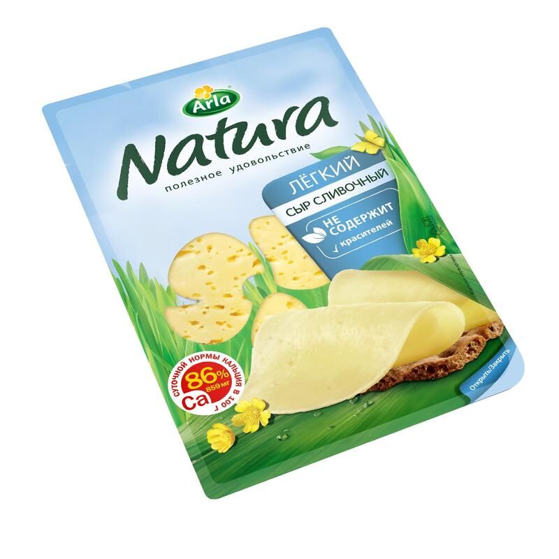 Сыр Натура сливочный легкий 30% нарезка 150 гр